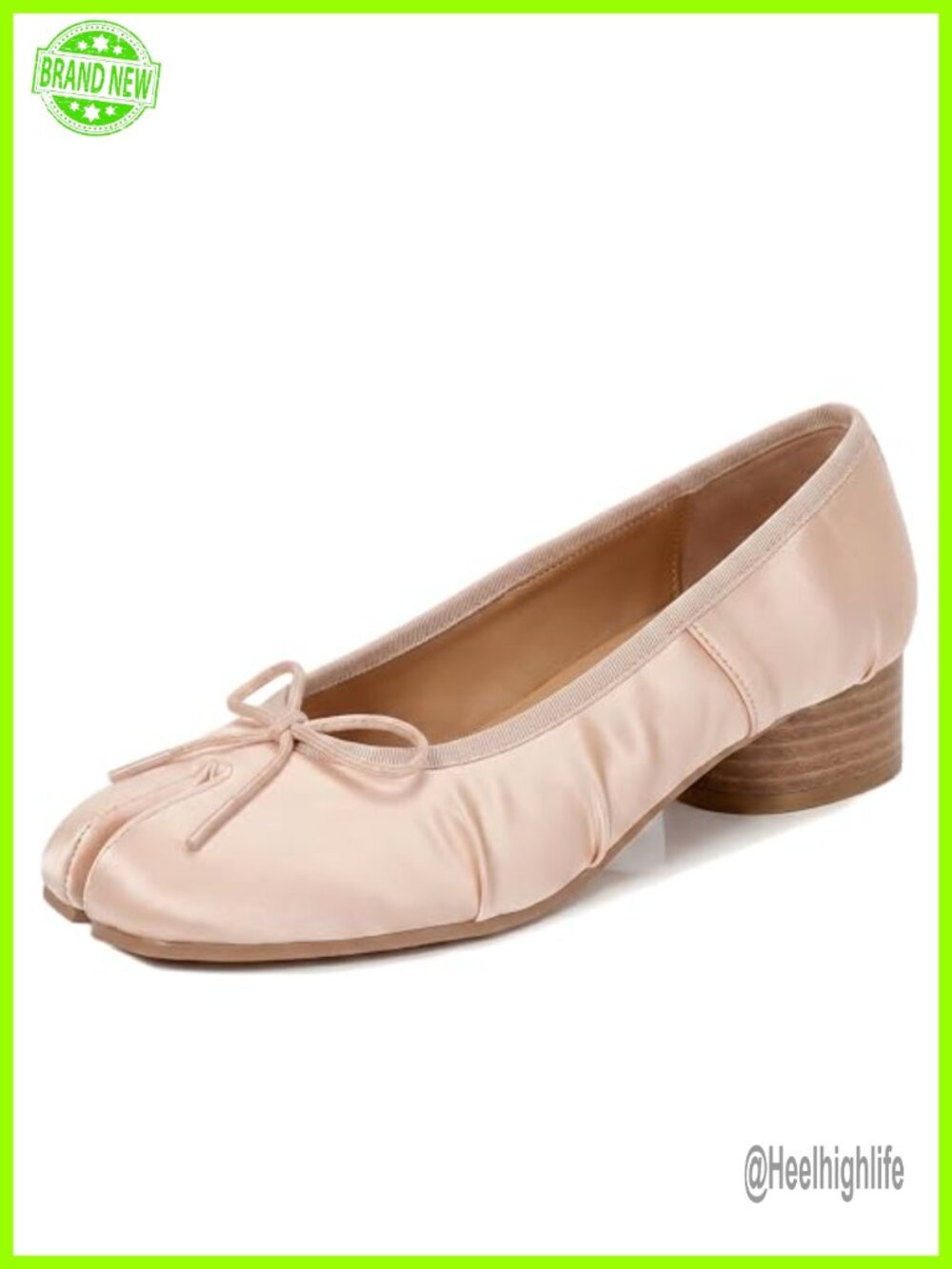 Women's Tabi Split-Toe Low Block Heel Pumps 1.2 Inch Office Wedding Dress Shoes